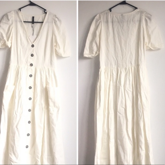 ❤️ZARA MIDI LINEN DRESS WITH BUTTONS - Picture 14 of 14